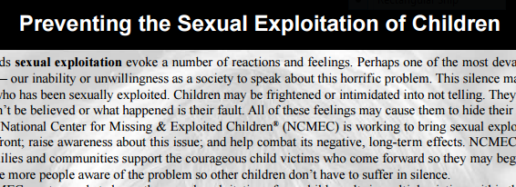 Preventing the Sexual Exploitation of Children